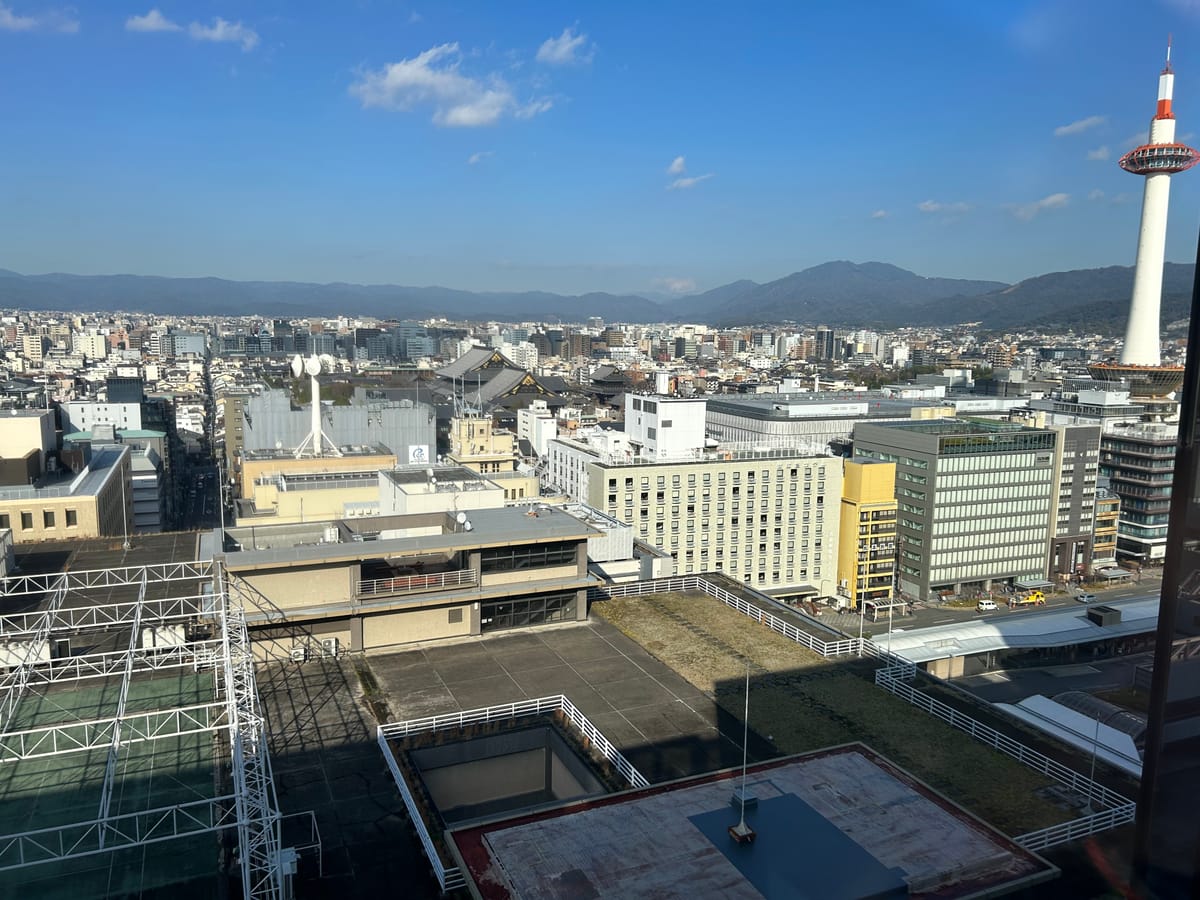 Kyoto as seen from the roof of the main station.